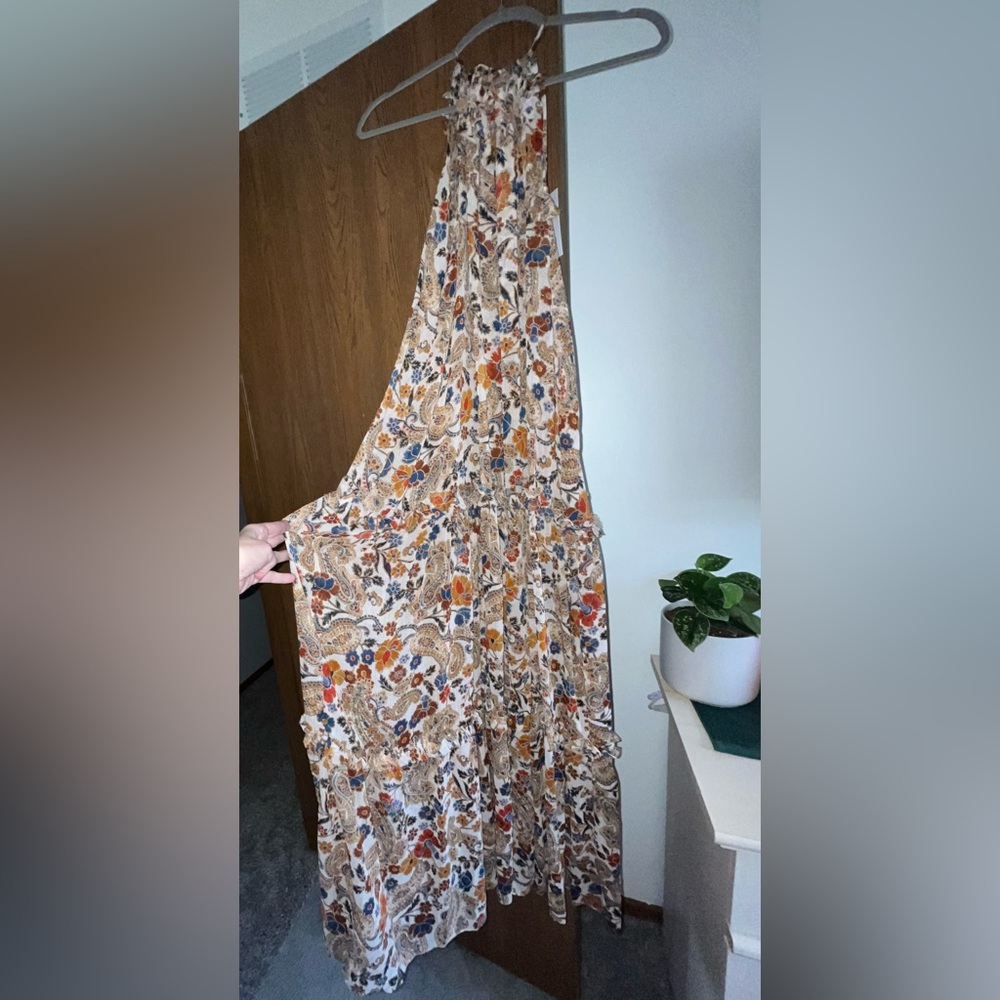 NWT MISA Los Angeles Tiered Halter Maxi Dress XS